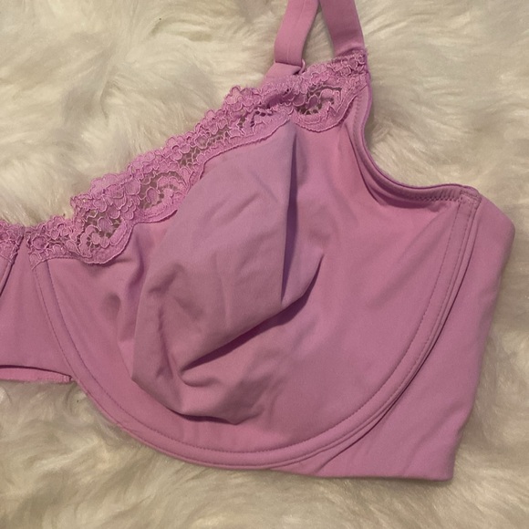 NEW SKIMS Fits Everybody Lace Unlined Scoop Bra Underwire, Petal Lilac, 46DD - Picture 6 of 11